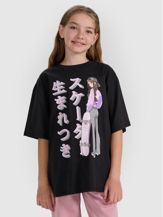4F 4F T-Shirt BLUE VACATION Czarny Oversize