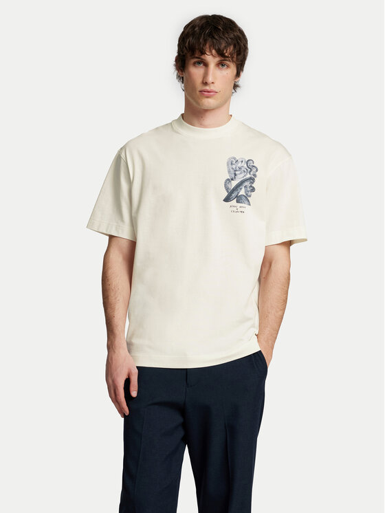 Selected Homme Selected Homme Tricou Will 16097225 Écru Relaxed Fit