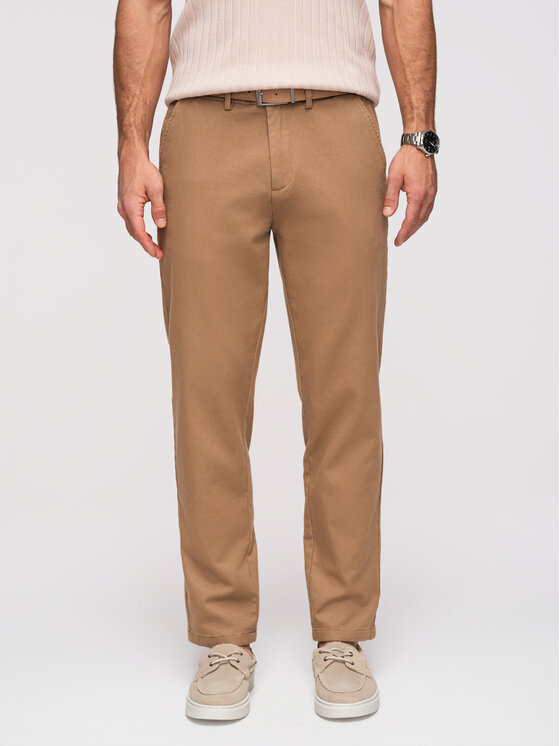 Ombre Ombre Chinosy OM-PACP-0294 Brązowy Slim Fit