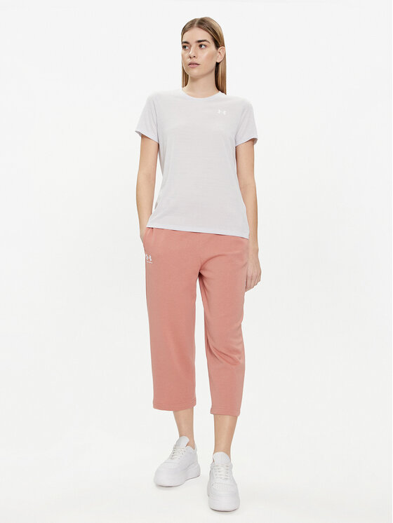 Under Armour Under Armour Sportinės kelnės Ua Rival Terry Crop Wide Leg 1382737-696 Rožinė Loose Fit