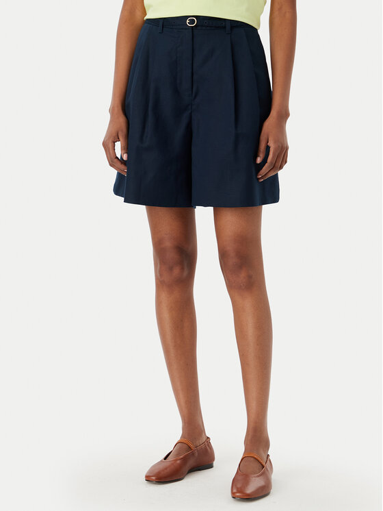 Tommy Hilfiger Tommy Hilfiger Auduma šorti WW0WW49040 Tumši zils Wide Leg