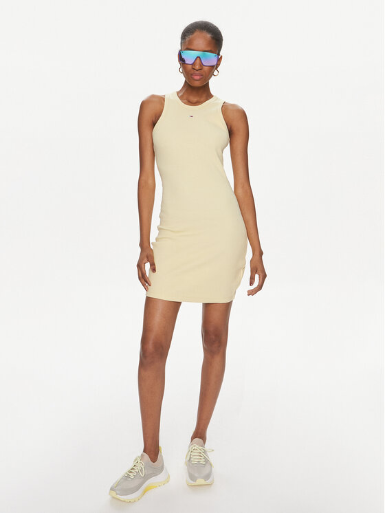 Tommy Jeans Tommy Jeans Sommerkleid Essential DW0DW17406 Gelb Slim Fit