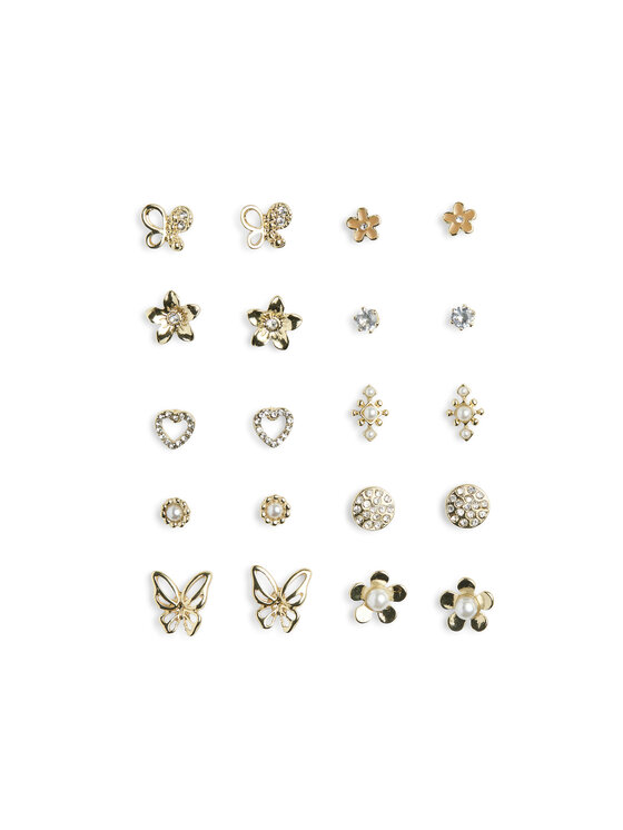 Pieces Pieces Rinkinys: 20 poros auskarų Pclona Mega Pack Earrings D2d 17153167 Auksinė