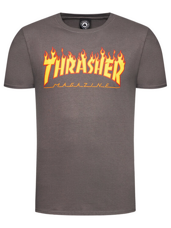 Thrasher Thrasher Tričko Flame Sivá Regular Fit