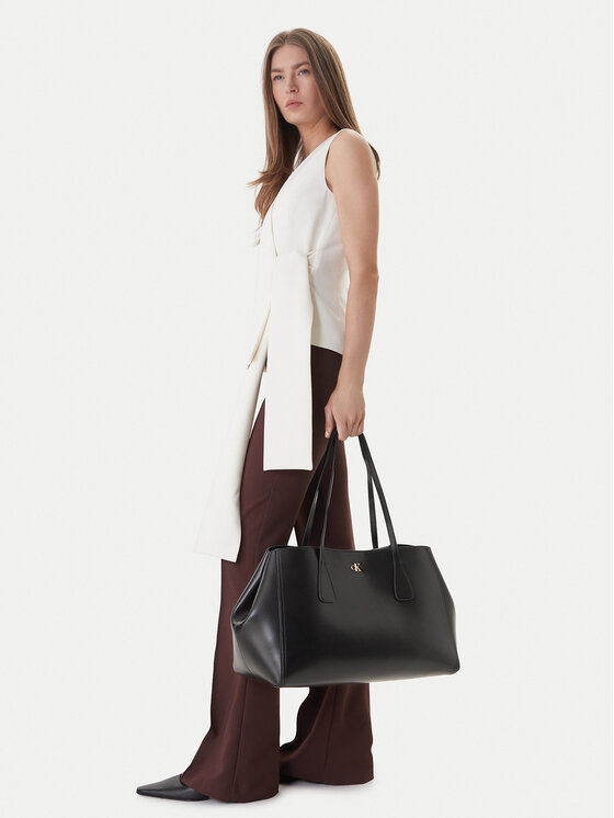 Calvin Klein Calvin Klein Geantă Ck Snap Large Tote LV04F3502G Negru