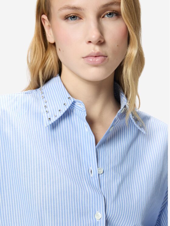 PINKO PINKO Πουκάμισο CHARITA CAMICIA BASTONETTO CON Γαλάζιο Regular Fit