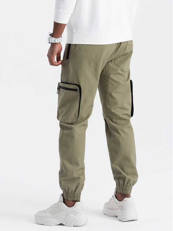 Ombre Ombre Joggers kalhoty OM-PAJO-0135 Khaki Cargo Fit