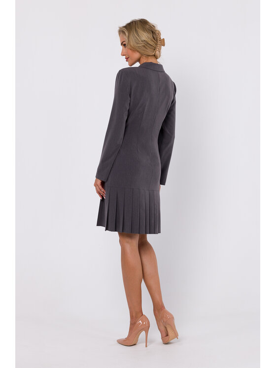 Made of Emotion Made of Emotion Elegantní šaty M752 Šedá Modern Fit