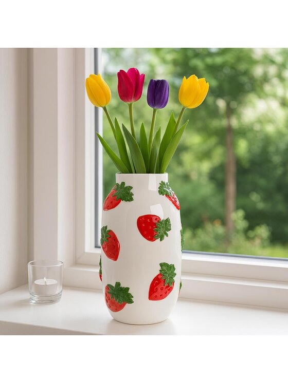 MIAhome MIAhome Wazon ceramiczny dolomitowy AGRUMI truskawki Biały