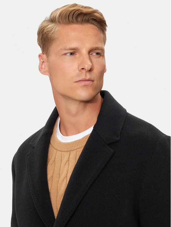 Tommy Hilfiger Tommy Hilfiger Płaszcz wełniany MW0MW36611 Czarny Regular Fit