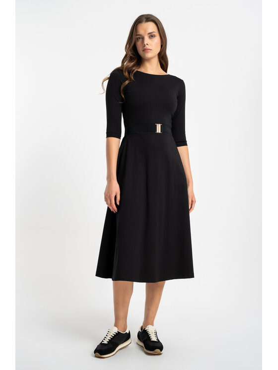 CLICK CLICK Sukienka dzianinowa 60-6040 Czarny Regular Fit