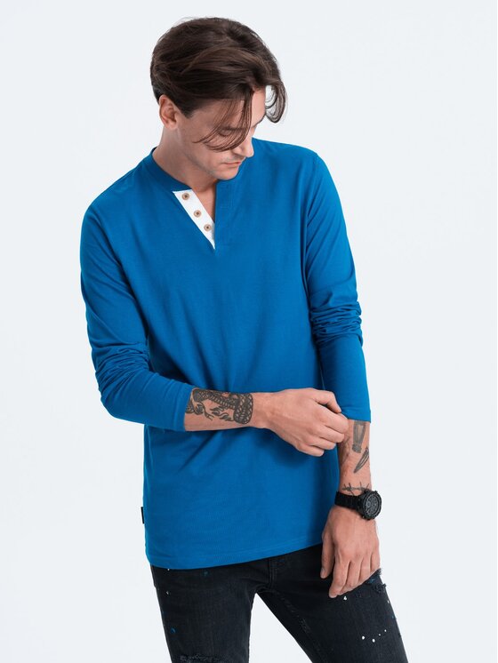 Ombre Ombre Longsleeve OM-LSCL-0107 Niebieski Fitting Fit