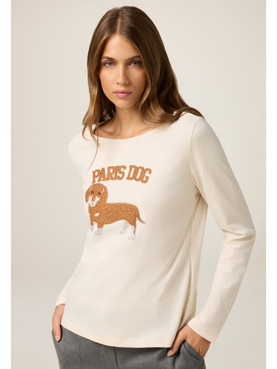 Oltre Oltre T-shirt G064J004609N0S1 Crema Regular Fit