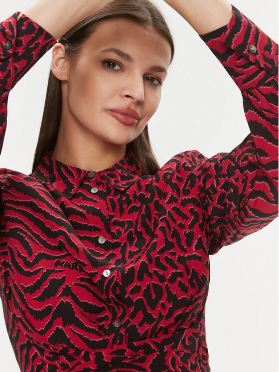 KARL LAGERFELD KARL LAGERFELD Košeľové šaty 240W1300 Bordová Regular Fit