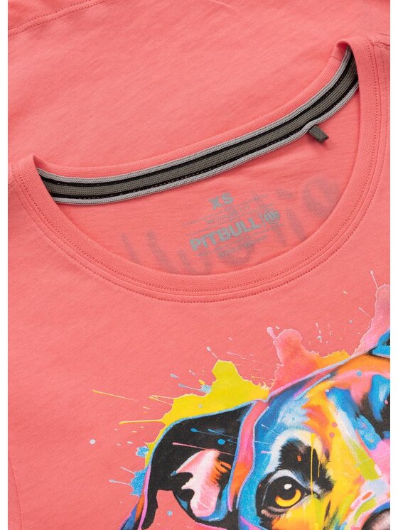 PITBULL PITBULL T-Shirt Koszulka damska WATERCOLOR XS Koralowy Regular Fit
