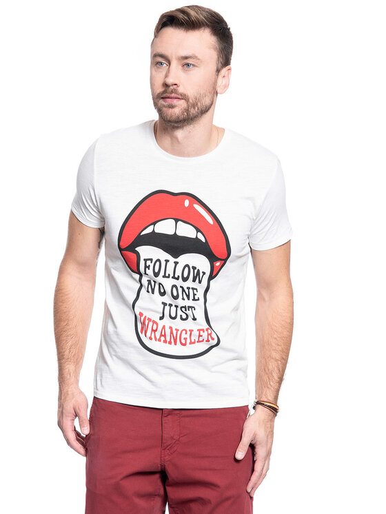 Wrangler Wrangler T-shirt FESTIVAL TEE Beige Regular Fit