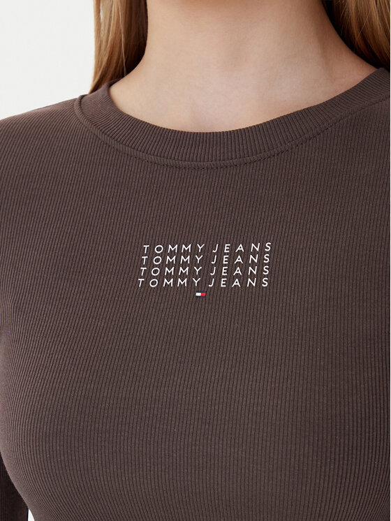 Tommy Jeans Tommy Jeans Vsakodnevna obleka Linear DW0DW21902 Rjava Slim Fit