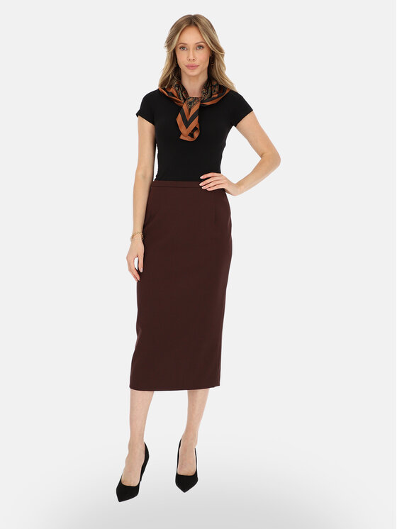 Potis & Verso Potis & Verso Spódnica midi Diana Brązowy Regular Fit