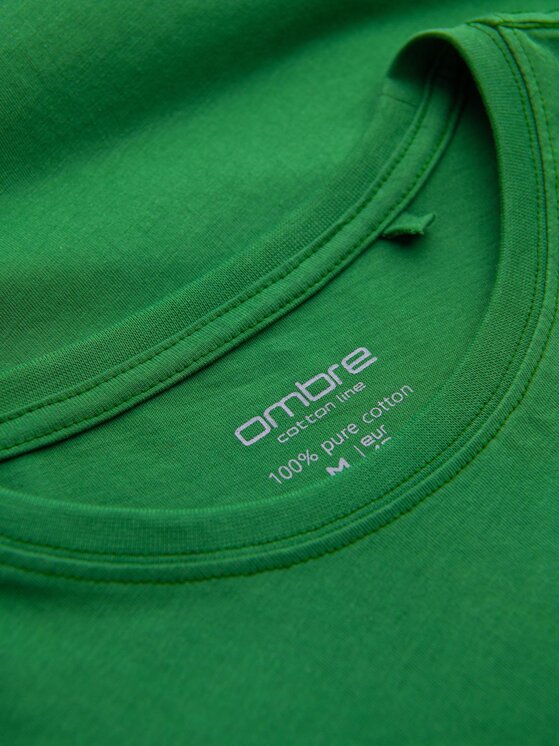 Ombre Ombre T-Shirt OM-TSBS-0146 Zielony Regular Fit