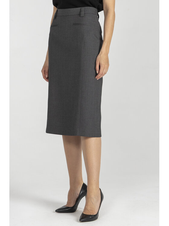 Deni Cler Milano Deni Cler Milano Spódnica ołówkowa T-DC-7063-E5-40-80-1 Szary Regular Fit
