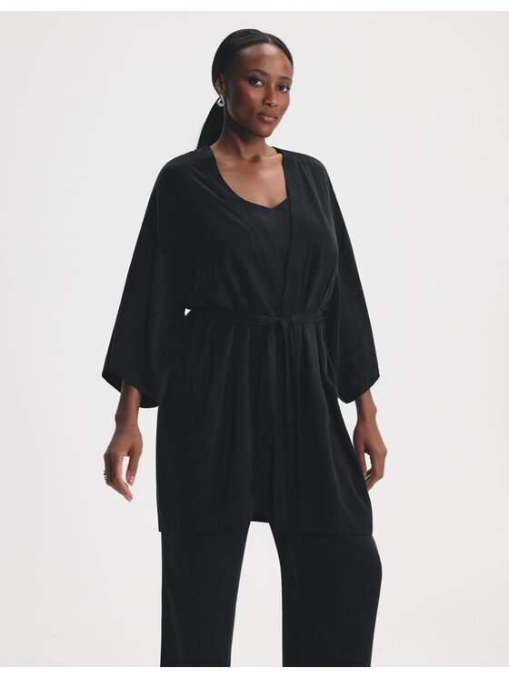 Esotiq Esotiq Szlafrok 46074 Czarny Regular Fit