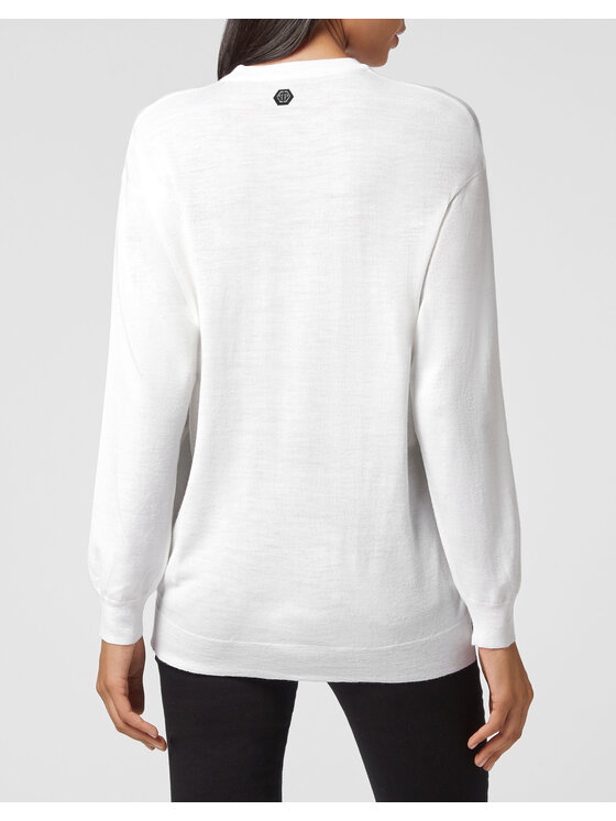 PHILIPP PLEIN PHILIPP PLEIN Sweter 769 Biały Regular Fit