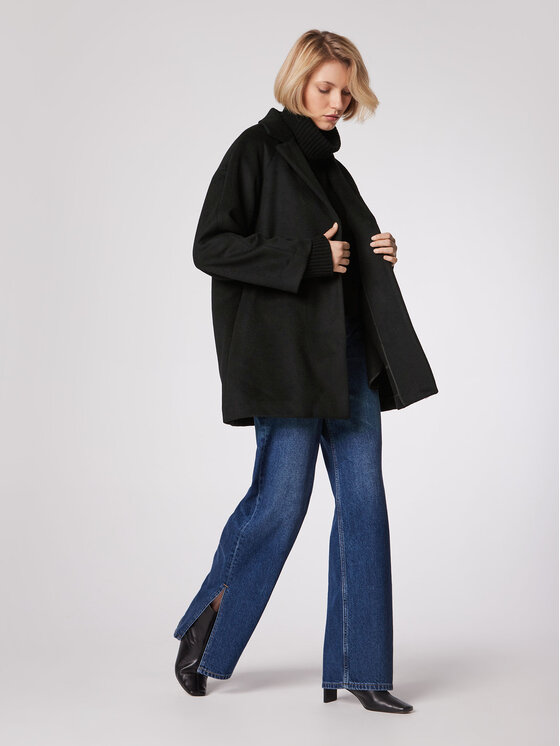 Simple Simple Demisezoninis paltas PLD510-03 Juoda Relaxed Fit