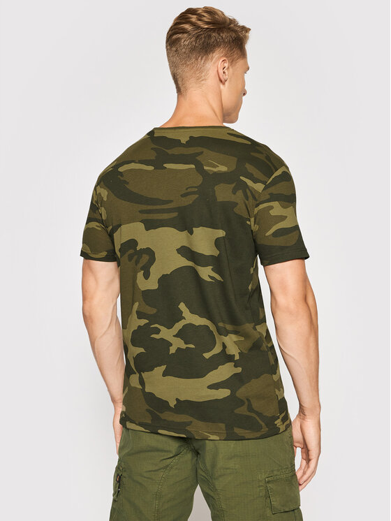 Alpha Industries Alpha Industries T-Shirt Basic T Small Logo Camo 188505C Zielony Regular Fit