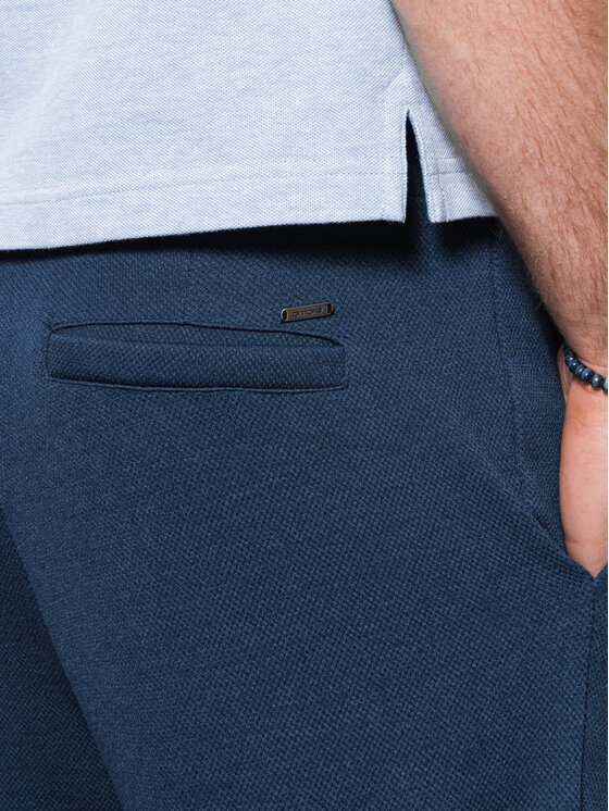 Ombre Ombre Šortky z materiálu OM-SRCS-0107 Tmavomodrá Regular Fit
