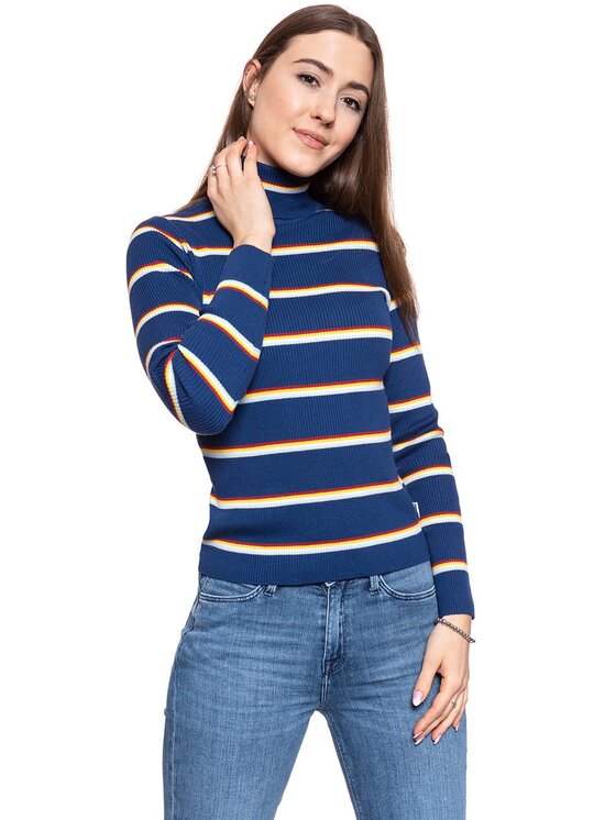 Wrangler Wrangler Sweter TURTLE NECK Kolorowy Slim Fit