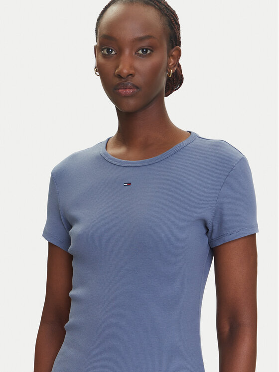 Tommy Jeans Tommy Jeans T-Shirt Essential DW0DW17383 Niebieski Slim Fit