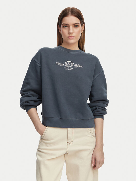 Tommy Hilfiger Hanorac Crest Embroidery WW0WW48733 Bleumarin Relaxed Fit