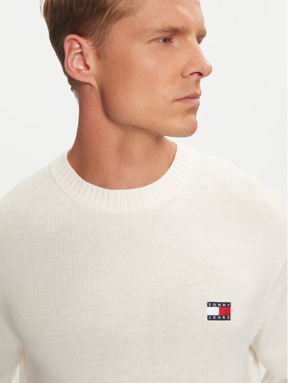 Tommy Jeans Tommy Jeans Sweter Badge DM0DM20706 Biały Regular Fit