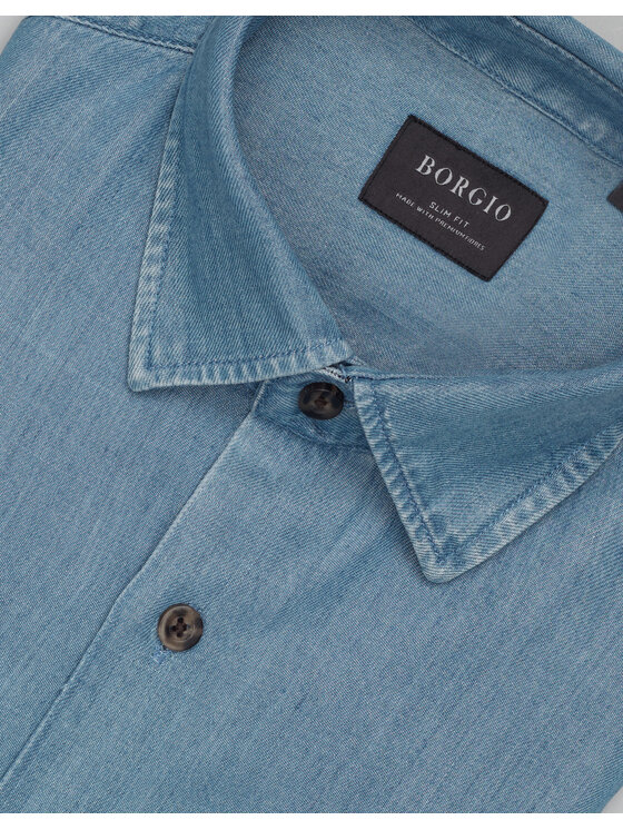Borgio Borgio Koszula denice_00603 Niebieski Slim Fit