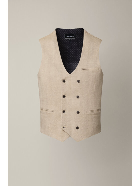 Lancerto Lancerto Kamizelka garniturowa Mezzano KA131126000001 Beżowy Slim Fit