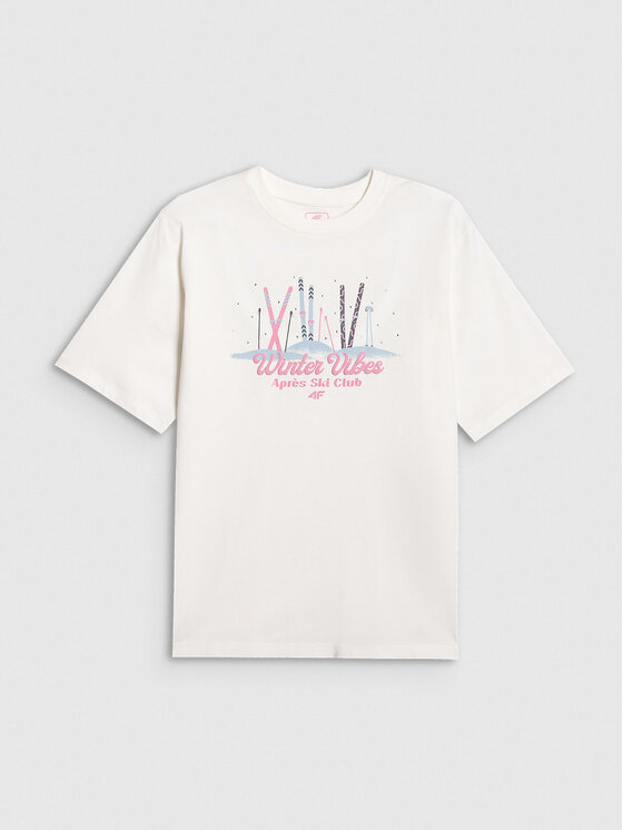 4F 4F T-Shirt APRES SKI Biały Loose Fit