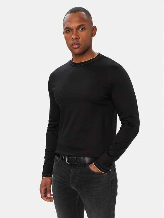 BOSS BOSS Pikkade varrukatega T-särk H-Tenison 195 50565601 Must Slim Fit