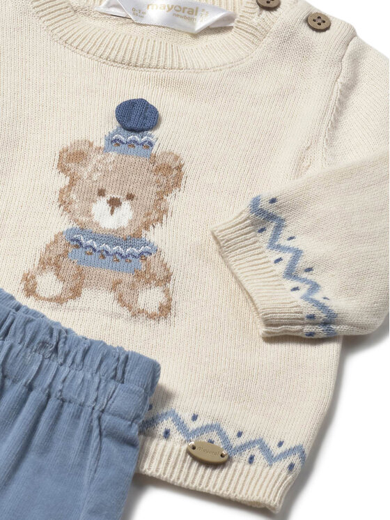 Mayoral Mayoral Set pulover și pantaloni din material textil 2580 Albastru Regular Fit