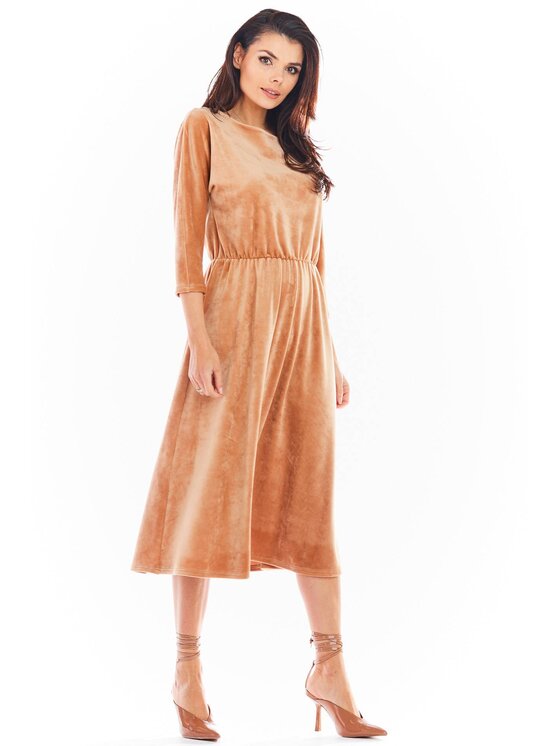 Awama Awama Vestito di maglia A407 Beige Basic Fit