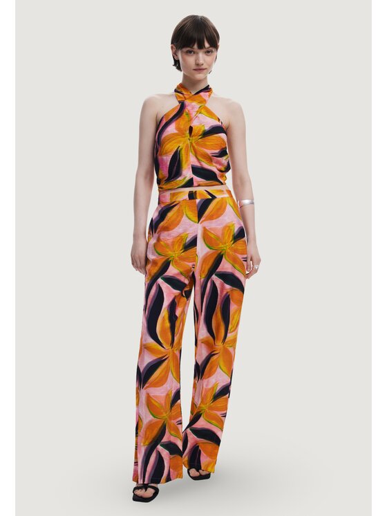 Desigual Desigual Παντελόνι Palazzo PANT_EOS Πορτοκαλί Casual Fit