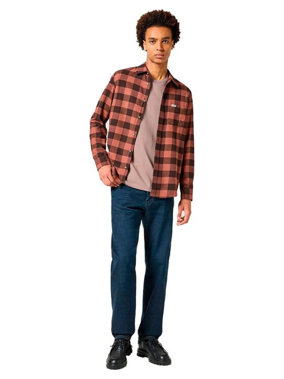 Wrangler Wrangler T-shirt Longsleeve Graphic Tee Marrone Relaxed Fit