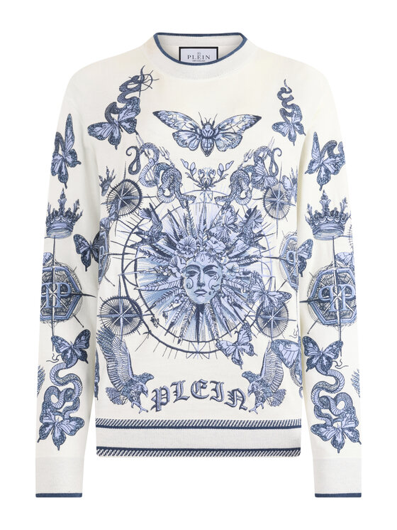 PHILIPP PLEIN PHILIPP PLEIN Sweter 29773 Niebieski jasny Regular Fit
