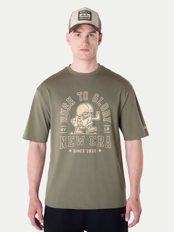 New Era New Era T-Shirt Football Graphic 60596409 Zielony Regular Fit