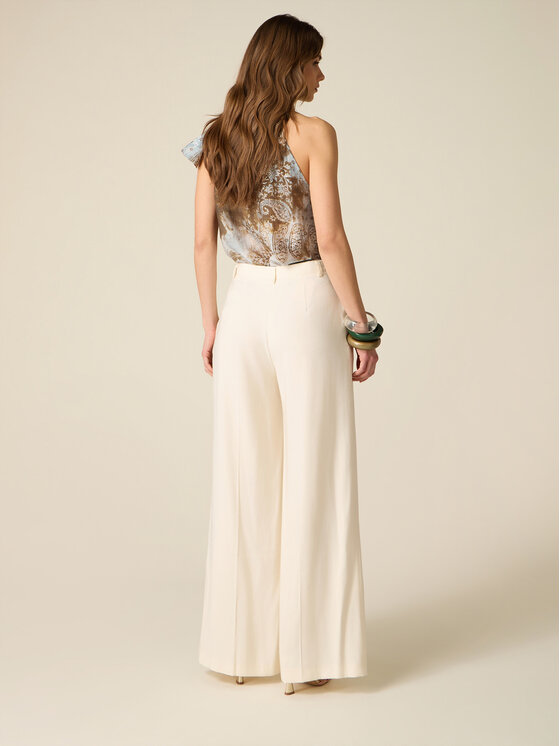 Oltre Oltre Pantaloni di tessuto P009R008933N021 Bianco Baggy Fit