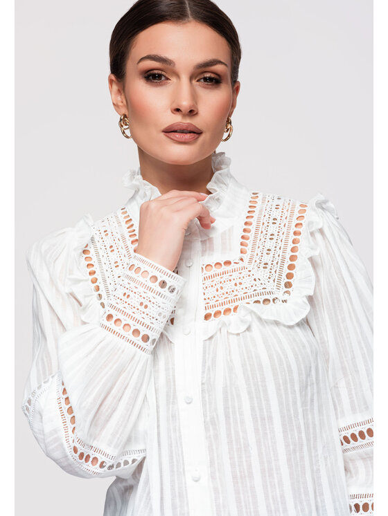 Ombre Ombre Koszula OW-SH-E0010 Biały Loose Fit