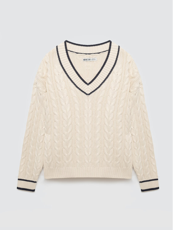 BIG STAR BIG STAR Sweter CALIA Kremowy Comfort Fit