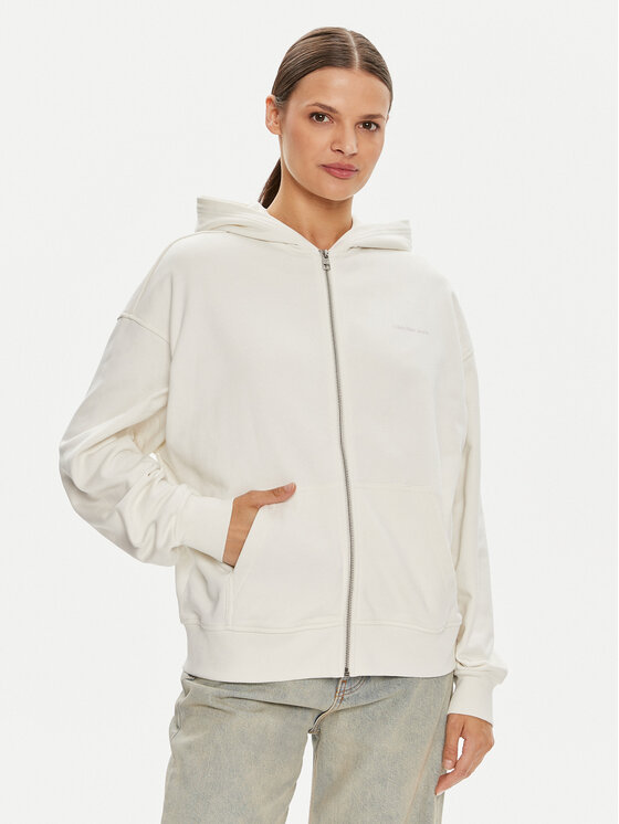 Calvin Klein Jeans Calvin Klein Jeans Felpa Diffused J20J223533 Écru Regular Fit
