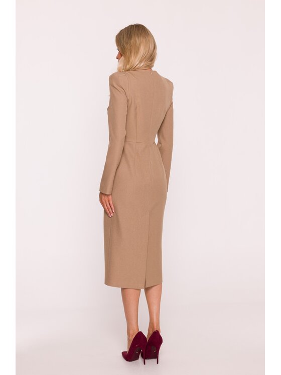 Stylove Stylove Sukienka wieczorowa S412 Beżowy A-Line Fit