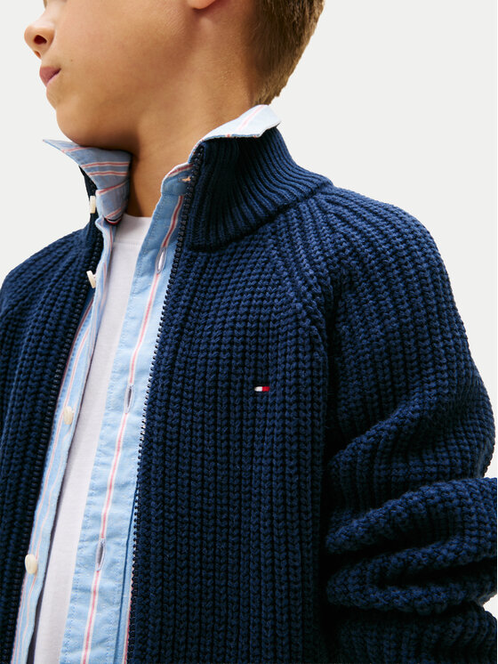 Tommy Hilfiger Tommy Hilfiger Pletena jopica KB0KB09913 Mornarsko modra Regular Fit
