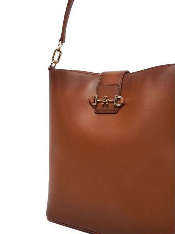 Tommy Hilfiger Tommy Hilfiger Borsetta Heritage Leather Bucket Burn AW0AW17397 Marrone